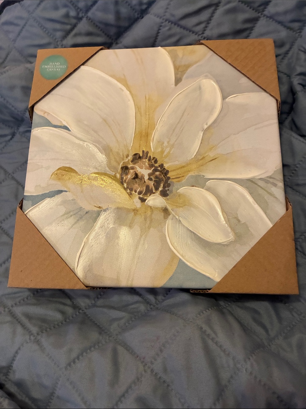 Hand-Painted White & Gold Floral Canvas Wall Art - Home Accents